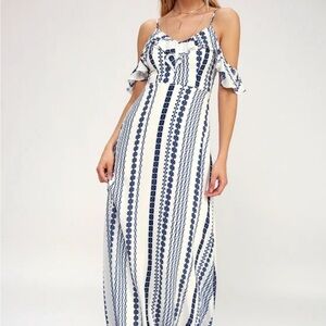 Elegant Blue and White Women's Dress